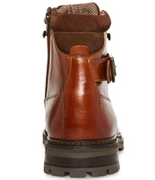 Steve Madden Men's Stelvio Leather Buckle Strap Detail Boots