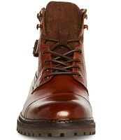 Steve Madden Men's Stelvio Leather Buckle Strap Detail Boots