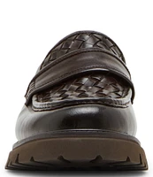 Steve Madden Men's Strandd Leather Woven Vamp Lug Loafers