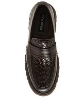 Steve Madden Men's Strandd Leather Woven Vamp Lug Loafers