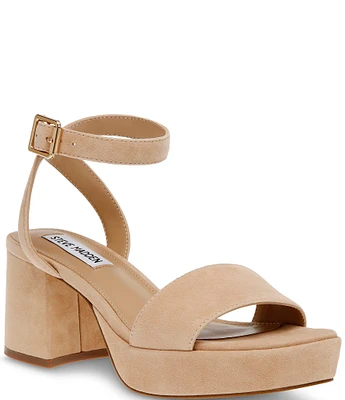 Steve Madden Mercerr Suede Ankle Strap Block Heel Dress Sandals