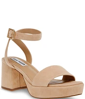 Steve Madden Mercerr Suede Ankle Strap Block Heel Dress Sandals