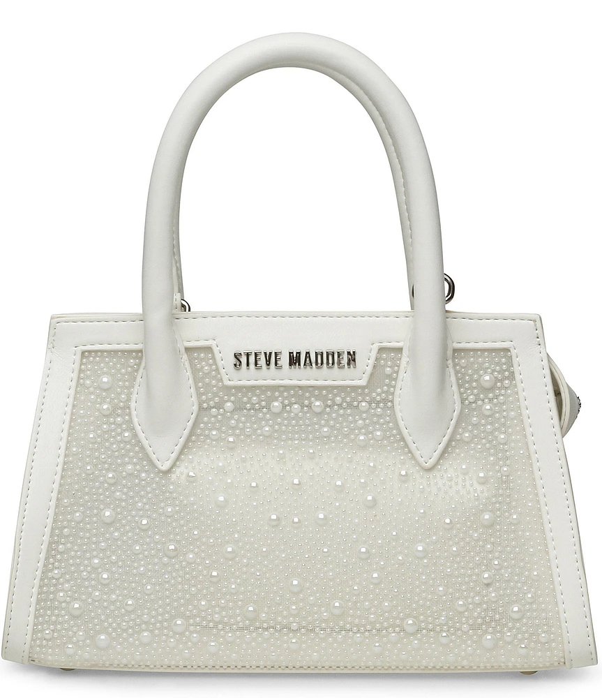 Steve Madden Mesh Pearl Top Handle Crossbody Bag