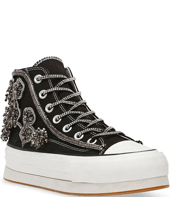 Steve Madden Mistic Rhinestone Flower High Top Platform Sneakers