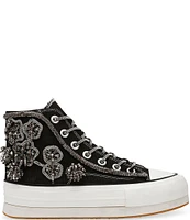 Steve Madden Mistic Rhinestone Flower High Top Platform Sneakers