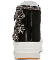 Steve Madden Mistic Rhinestone Flower High Top Platform Sneakers