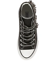 Steve Madden Mistic Rhinestone Flower High Top Platform Sneakers