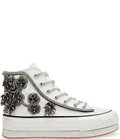 Steve Madden Mistic Rhinestone Flower High Top Platform Sneakers