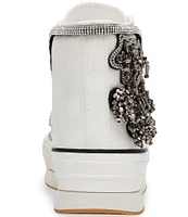 Steve Madden Mistic Rhinestone Flower High Top Platform Sneakers