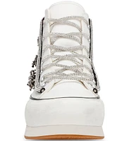 Steve Madden Mistic Rhinestone Flower High Top Platform Sneakers