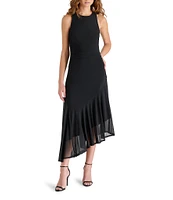 Steve Madden Mock Neck Sleeveless Asymmetrical Laney Midi Dress