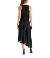 Steve Madden Mock Neck Sleeveless Asymmetrical Laney Midi Dress