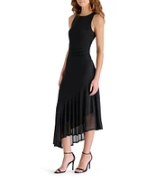 Steve Madden Mock Neck Sleeveless Asymmetrical Laney Midi Dress