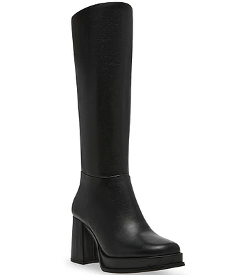 Steve Madden Mystery Leather Block Heel Platform Boots