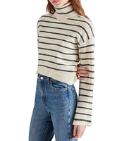 Steve Madden Narsha Knit Stripe Print Turtleneck Long Sleeve Sweater