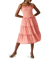 Steve Madden Nash Square Neck Sleeveless Smocked A-Line Drop Waist Midi Dress