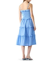 Steve Madden Nash Square Neck Sleeveless Smocked A-Line Drop Waist Midi Dress
