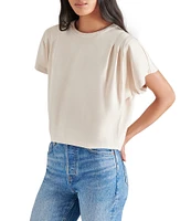 Steve Madden Noah Stretch Satin Crew Neck Short Sleeve Top