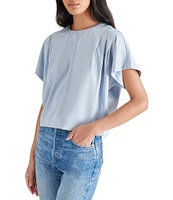 Steve Madden Noah Stretch Satin Crew Neck Short Sleeve Top