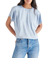 Steve Madden Noah Stretch Satin Crew Neck Short Sleeve Top