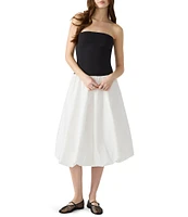 Steve Madden Oliver Square Neck Strapless Bubble Drop Waist Midi Dress