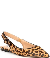 Steve Madden Olsen-A Leopard Print Calf Hair Pointed Toe Slingback Flats