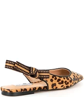 Steve Madden Olsen-A Leopard Print Calf Hair Pointed Toe Slingback Flats