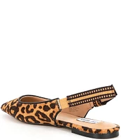 Steve Madden Olsen-A Leopard Print Calf Hair Pointed Toe Slingback Flats