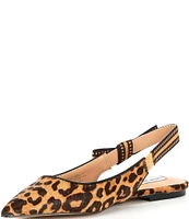 Steve Madden Olsen-A Leopard Print Calf Hair Pointed Toe Slingback Flats