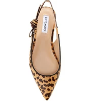 Steve Madden Olsen-A Leopard Print Calf Hair Pointed Toe Slingback Flats