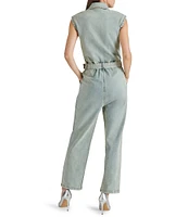 Steve Madden Olynne Point Collar Cap Sleeve Utility Jumpsuit
