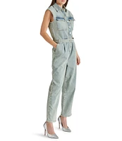 Steve Madden Olynne Point Collar Cap Sleeve Utility Jumpsuit