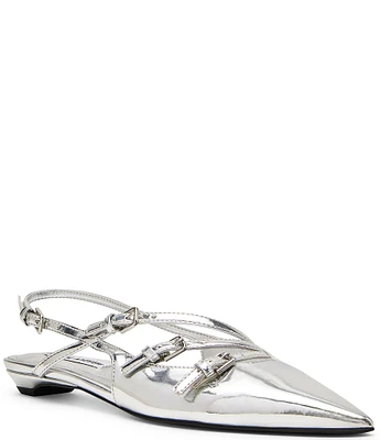 Steve Madden Peony Mirror Metallic Slingback Point Toe Flats