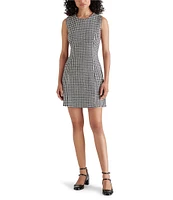 Steve Madden Perri Tweed Houndstooth Crew Neck Sleeveless Mini Dress