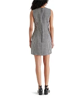 Steve Madden Perri Tweed Houndstooth Crew Neck Sleeveless Mini Dress