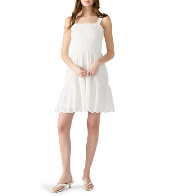 Steve Madden Preston Eyelet Square Neck Sleeveless Tiered Dress