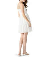 Steve Madden Preston Eyelet Square Neck Sleeveless Tiered Dress
