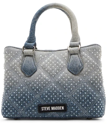 Steve Madden Quilted Denim Top Handle Tote Bag