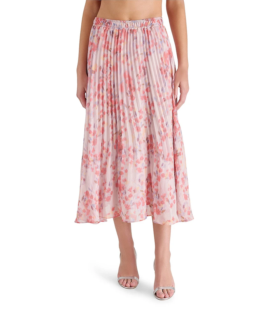 Steve Madden Raina Floral Print Midi Skirt