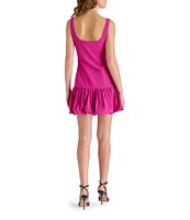Steve Madden Ravenna Woven Square Neck Sleeveless Bubble Hem Drop Waist Mini Dress