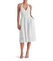 Steve Madden Ressi Eyelet Halter Neck Sleeveless Smocked Back Midi Dress