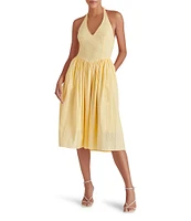 Steve Madden Ressi Eyelet Halter Neck Sleeveless Smocked Back Midi Dress