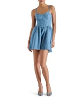 Steve Madden Rhonda Sweetheart Bustier Fit & Flare Denim Mini Dress