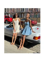 Steve Madden Rhonda Sweetheart Bustier Fit & Flare Denim Mini Dress