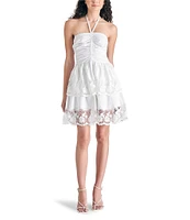 Steve Madden Robyn Halter Neck Sleeveless Lace Ruffle Dress