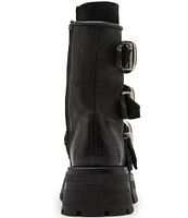 Steve Madden Roland Leather Buckle Strap Chunky Lug Sole Booties