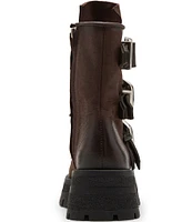 Steve Madden Roland Leather Buckle Strap Chunky Lug Sole Booties