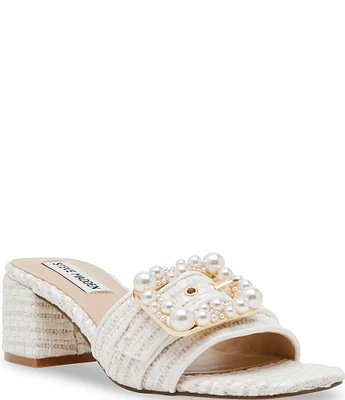 Steve Madden Sandre Pearl Studded Buckle Dress Sandals