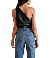 Steve Madden Sapphire Satin One Shoulder Neck Sleeveless Bodysuit