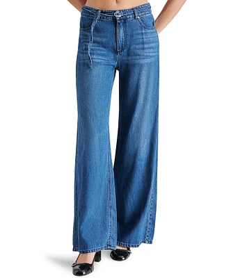 Steve Madden Serenity Denim Wide Leg Tie Belt Pants